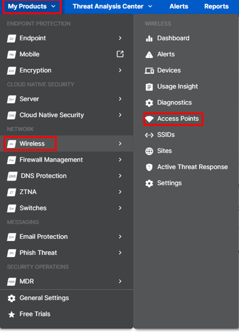 Sophos Central Acces Points