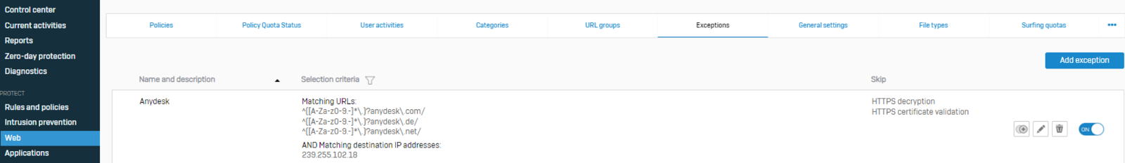 Webfilterausnahme