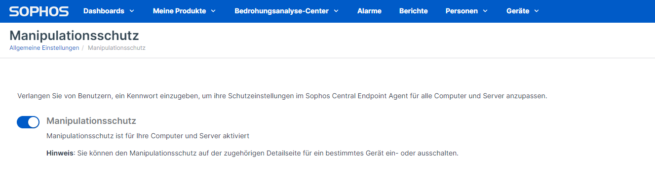 Tamper Protection   Allgemein