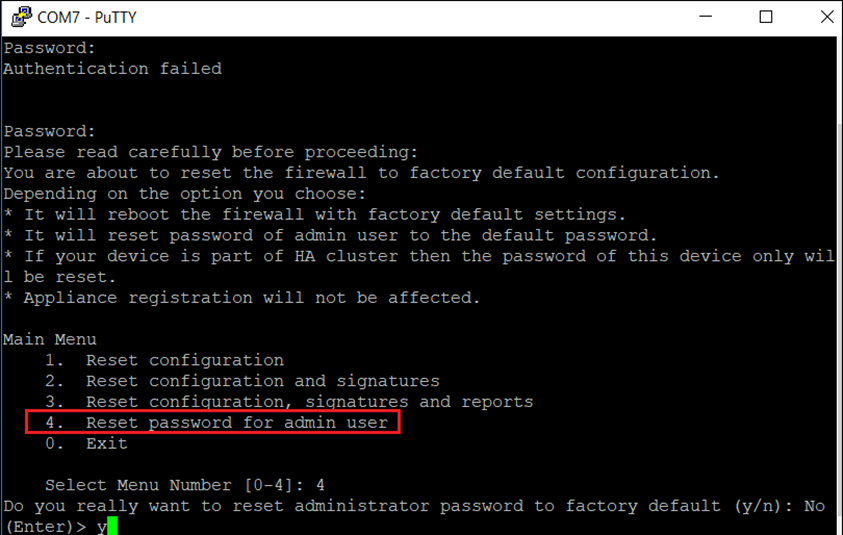 Putty Passwort Zur&uuml;cksetzen Sophos