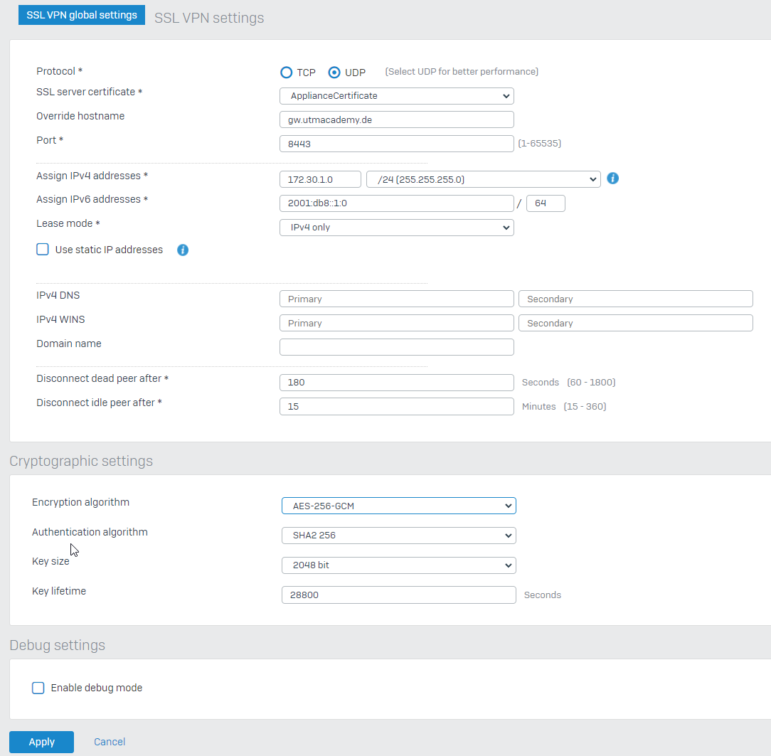 SSL Vpn Global Settings